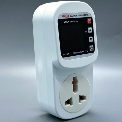 Reliable Electric 2P WiFi Protector Universal Plug Socket VA 16A | TUYU WiFi Voltage & Current Protector