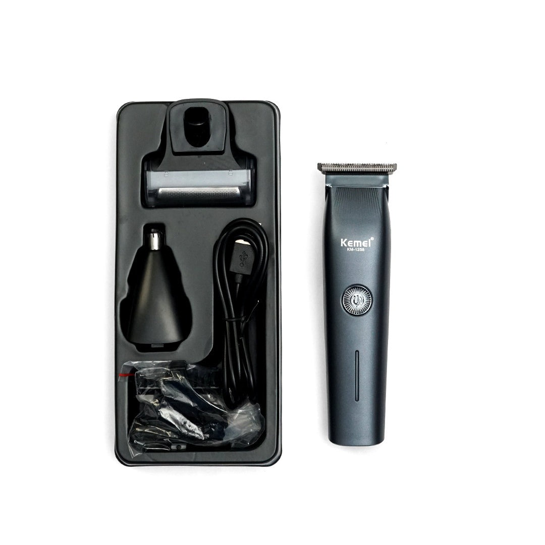 Kemei KM-1258 Rechargeable 3in1 Trimmer Set Super Groming Kit Hair Clipper