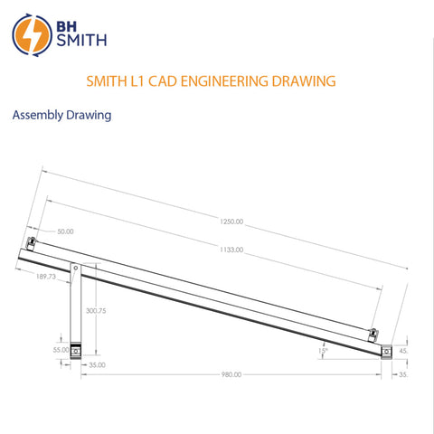 BHS Aluminium Smith L1 Solar Structure with clamps For Single Solar Panel