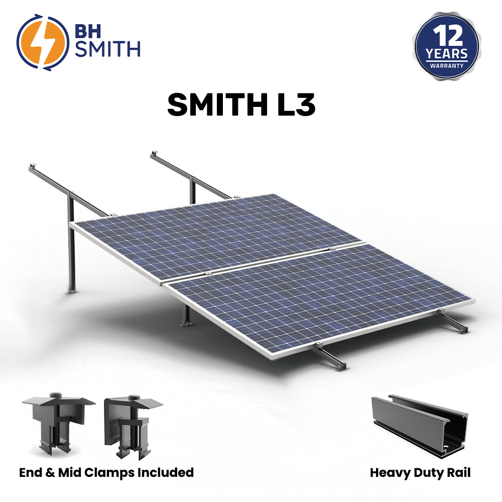 Three String Solar Structure BHS Aluminium Smith L3 Solar Structure with clamps For three Solar Pan ...