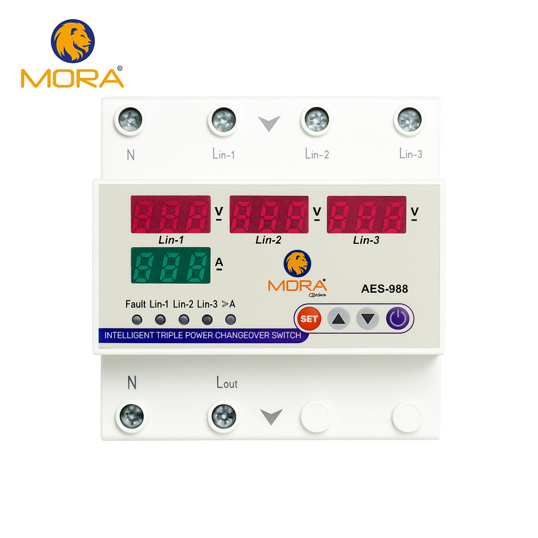 Mora 3 phase Auto Phase Selector Voltmeter adjustable Over and Under Voltage protection