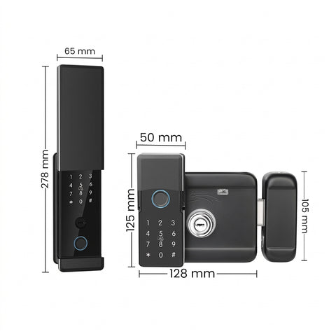 Main Gate Smart Lock Waterproof Dual Thumbprint | Fingerprint, PIN, RFID & App Control