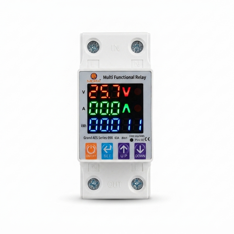Mora 8in1 Voltage Protector | Over & Under Voltage Protective Device with kWh Meter, Unit(KWh) Lock, Frequency & Power Display