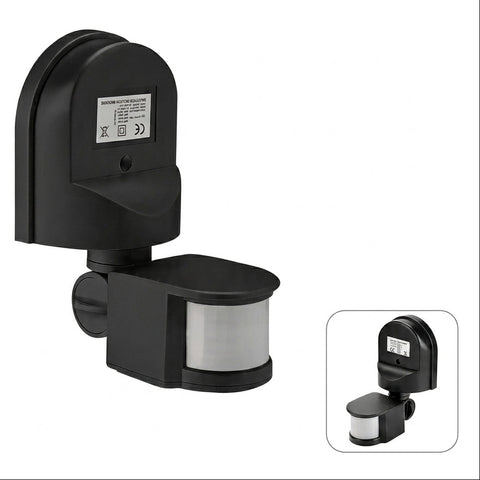 Motion Sensor 220V Black – Wired PIR Motion Detector for Automatic Lights