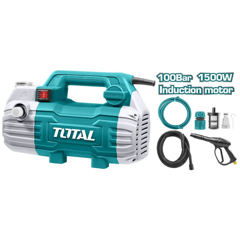 TOTAL 1500W High Pressure Washer – 100 Bar Induction Motor Power Cleaner | 7.0L/min Flow Rate | Copper Motor 220-240V