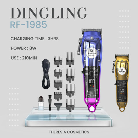 DingLing RF-1985 Professional Electric Men Grooming Hair Clipper-LCD Display Strong Power Cordless Hair Clipper