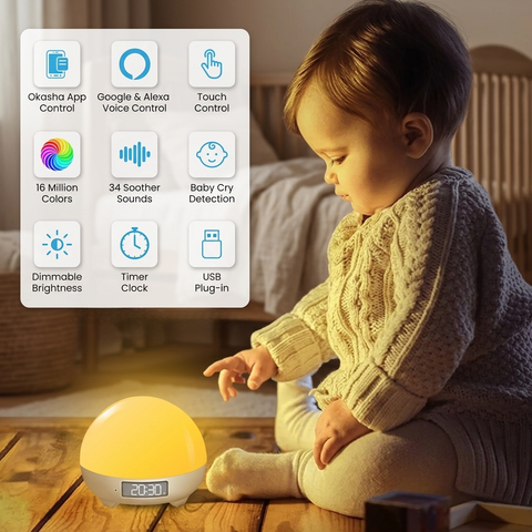 Night Light Lamp with Alarm Clock – Smart RGB WiFi Bedside Lamp