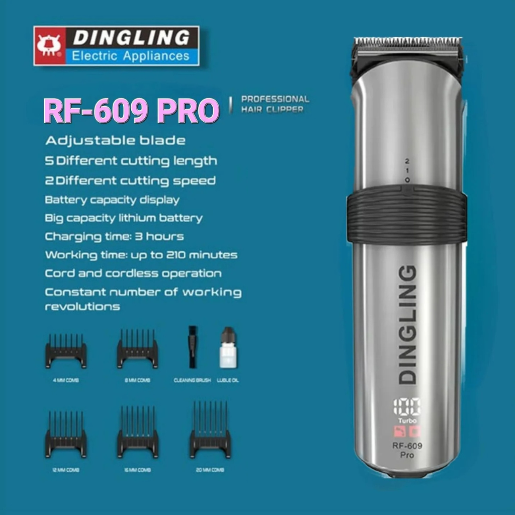 DingLing RF-609 Pro Professional Hair Clipper Electric Hair Trimmer Beard Barber Adjustable Hair Cutting Machine