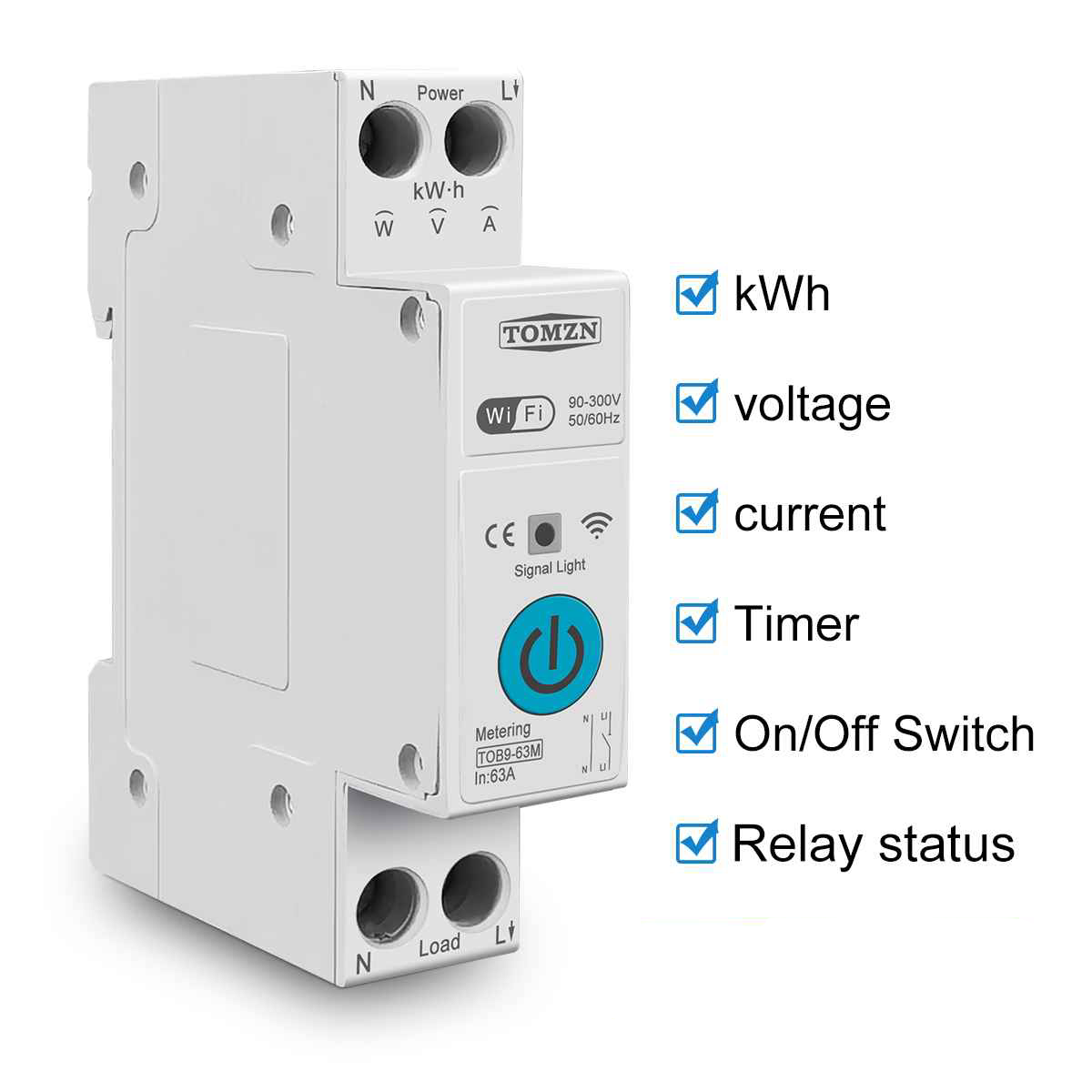 TOMZN TOB9-63M 6in1 63A WIFI Smart Switch with monitoring