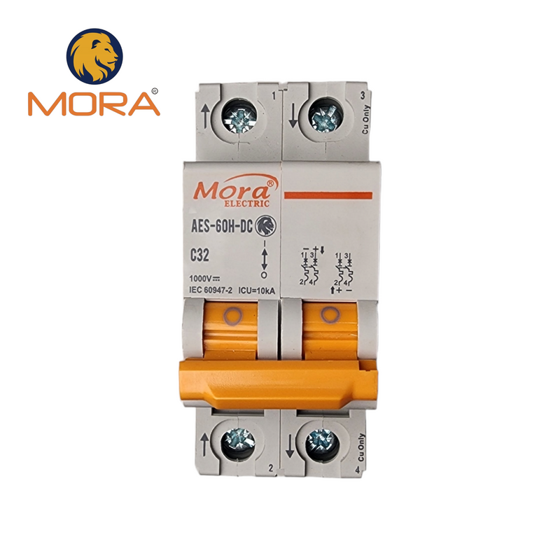 MORA 2P DC 1000V Solar Mini Circuit Breaker 16A, 20A, 32A, 63A