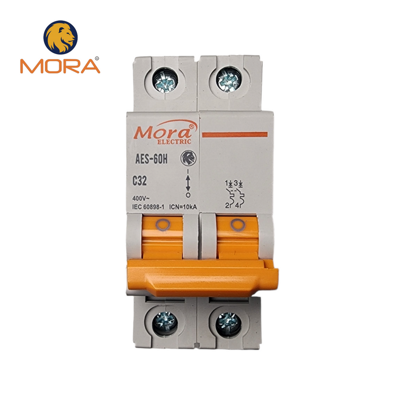MORA 2P AC MCB Circuit breaker C type 230/400V 20A , 32A
