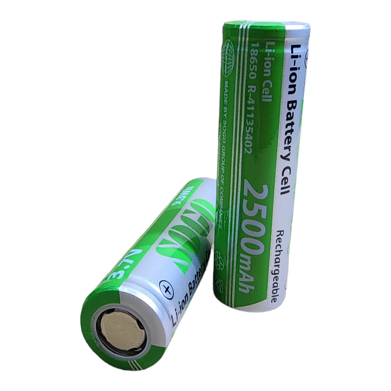Sogo 3.7V Lithium Cell 18650 Rechargeable Battery 2500mah Button Top (Pack of 2)
