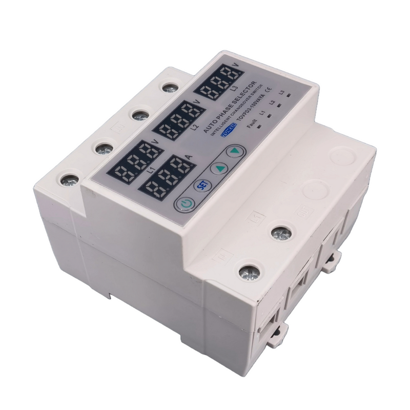 Tomzn 3 phase Auto Phase Selector 100A and 63A Voltmeter adjustable Over and Under Voltage protection