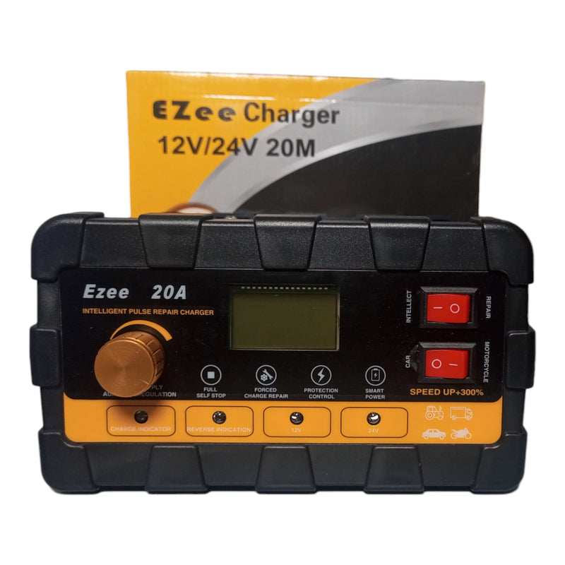 EZee DIGITAL 20A 12V / 24V Automatic Universal Battery Charger With Power Supply Auxiliary regulation