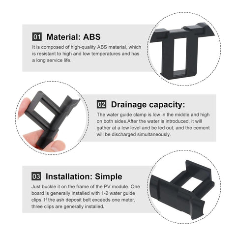 Solar Panel Water Drain Clips 35/40mm PV Module Water Drain Clip Cleaning Clips (12 piece)