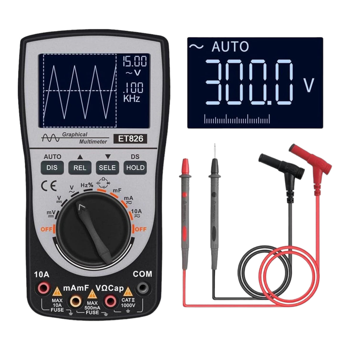 Graphical Smart Digital multimeter ET826 Digital Multimeter Intelligent Digital Oscilloscope Multimeter with Analog Bar Graph Color Screen Voltage Resistance