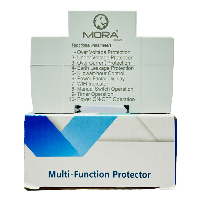 Mora 63A WIFI Smart Switch TUYA Energy Meter Kwh Metering Circuit Breaker Timer with voltage current and leakage protection. Mora 10in1 Smart Protector