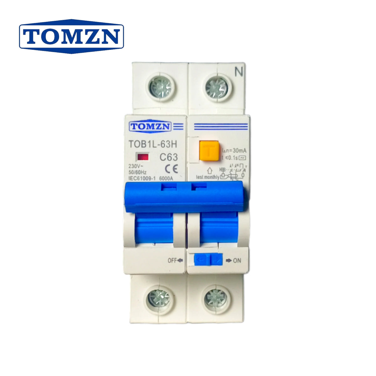 Tomzn 63 Amp RCBO – Reliable Residual Current Circuit Breaker with Overcurrent & Leakage Protection