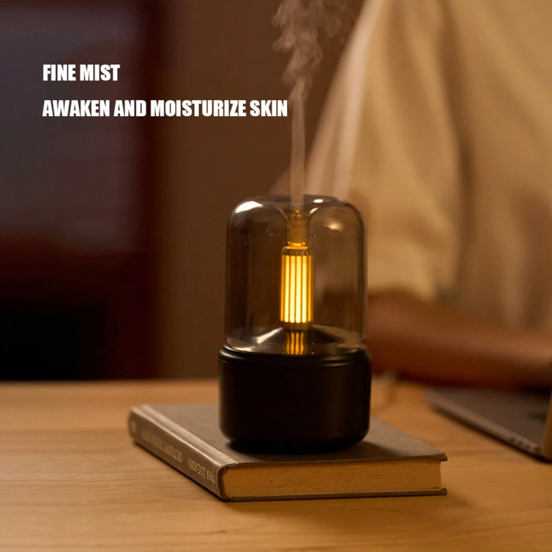 DQ702 Candlelight  Ultrasonic Air Humidifier USB Aroma Diffuser Humidifier  Cool Mist Mini USB Aroma Diffuser for Bedroom Home Car Plant Purifier