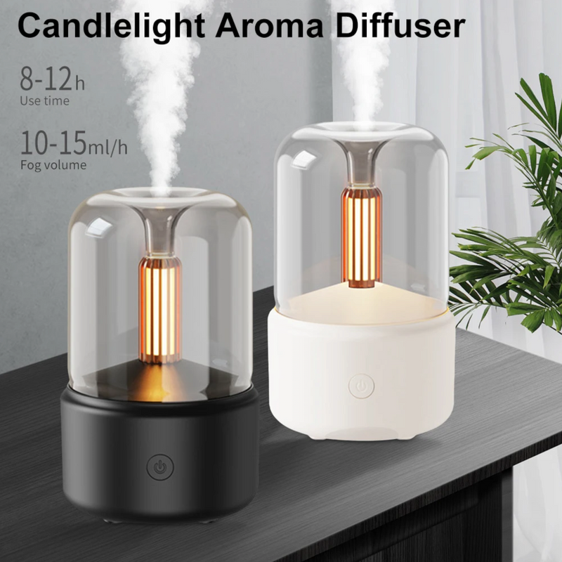 DQ702 Candlelight  Ultrasonic Air Humidifier USB Aroma Diffuser Humidifier  Cool Mist Mini USB Aroma Diffuser for Bedroom Home Car Plant Purifier