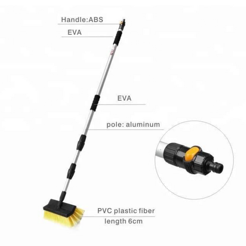 Solar Cleaning Brush Aluminum Pole PVC Plastic Fiber Cleaning Head