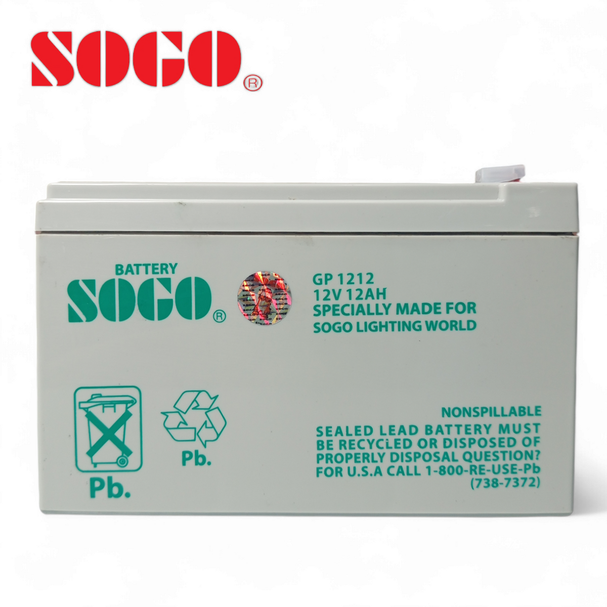 SOGO Rechargeable Dry Battery 12V 12A