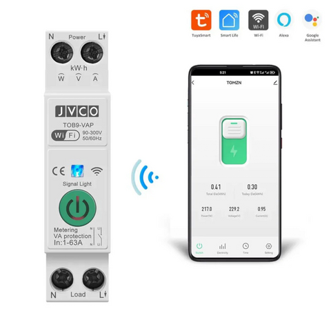 JVCO TOB9-VAP 8in1 63A WIFI Smart Switch with Monitoring and Protection