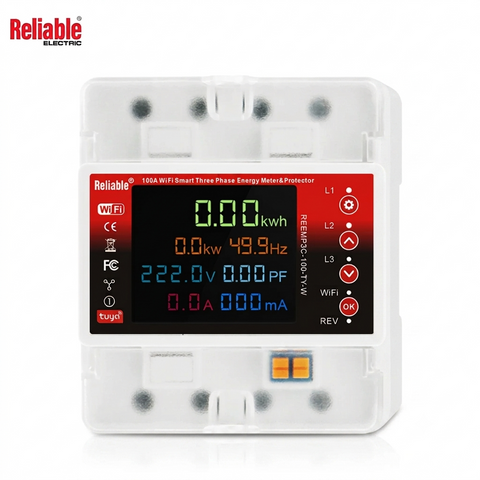 Reliable 4P 100A WiFi 3 Phase Smart Energy Meter & Protection Relay