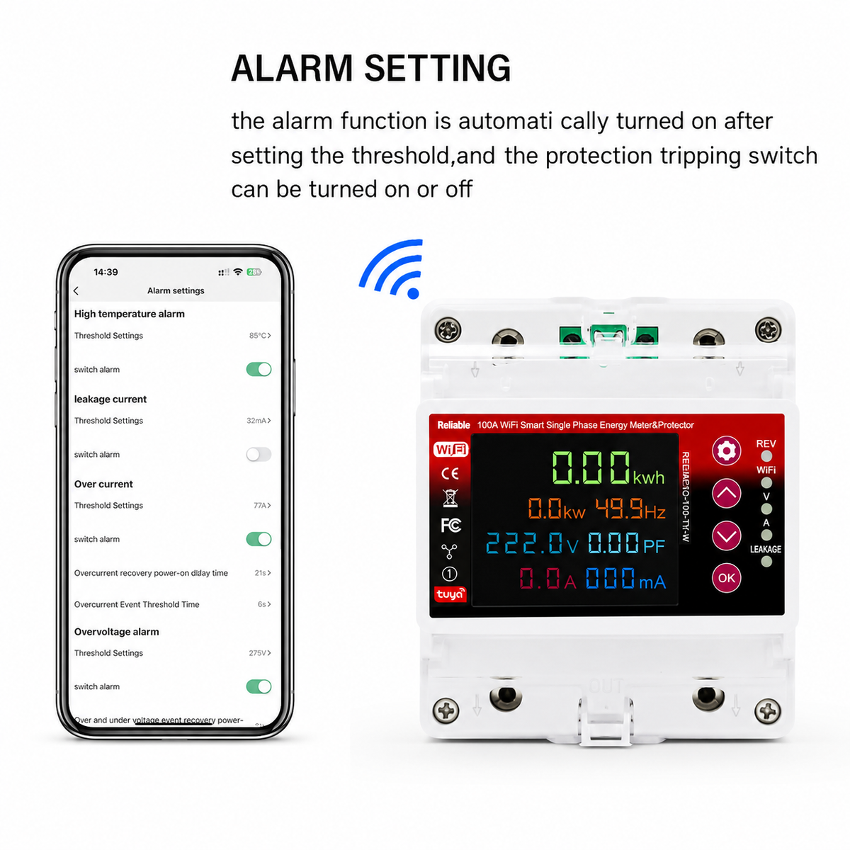 Reliable Electric 2P 100A WiFi Smart Energy Meter & Voltage Protection Relay