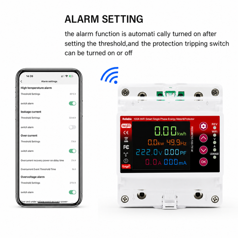 Reliable Electric 2P 100A WiFi Smart Energy Meter & Voltage Protection Relay