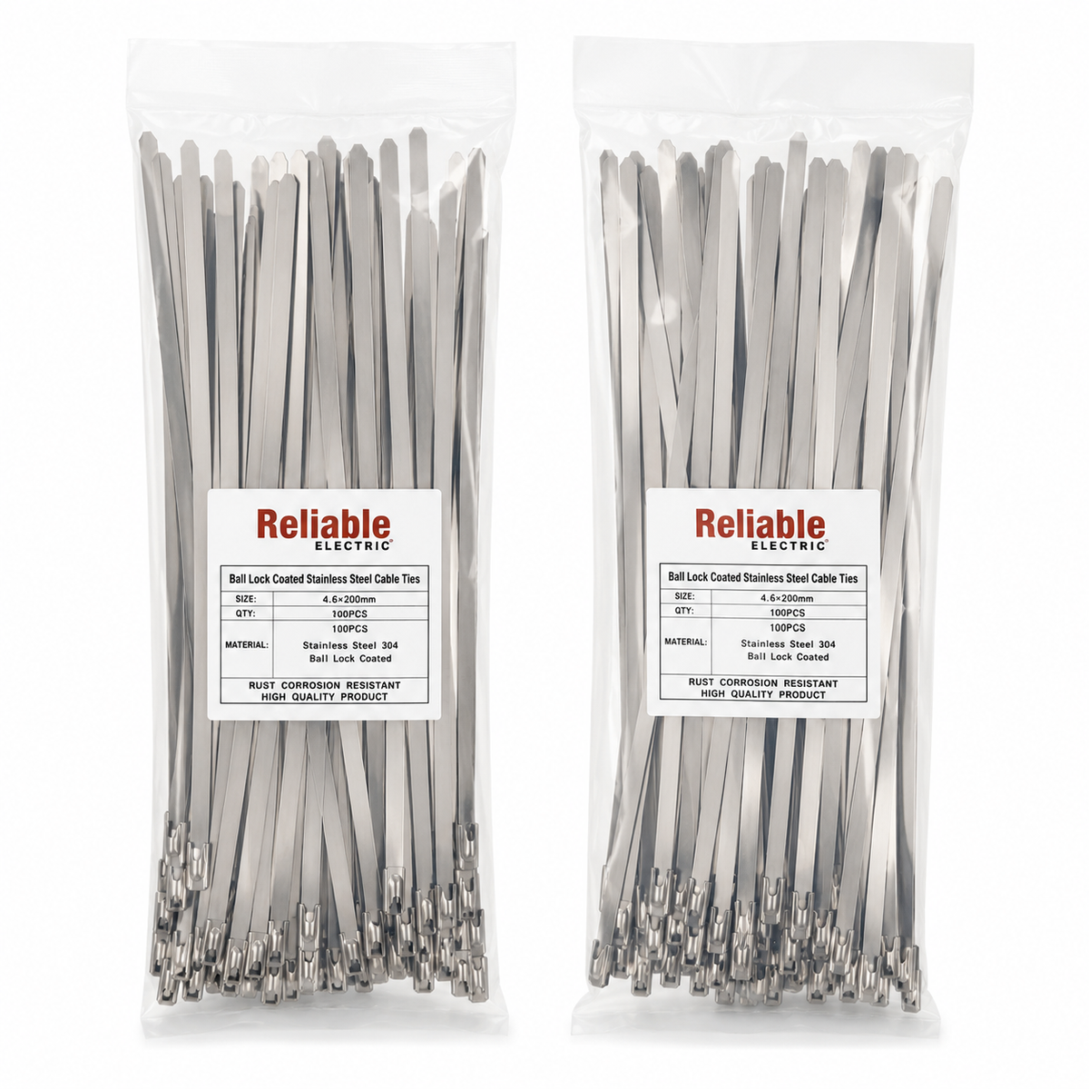 Reliable Stainless Steel Cable Ties 4.6×200mm (8 Inch) – Self-Ball-Locking SS Zip Ties