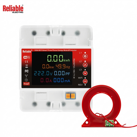 Reliable 4P 100A WiFi 3 Phase Smart Energy Meter & Protection Relay