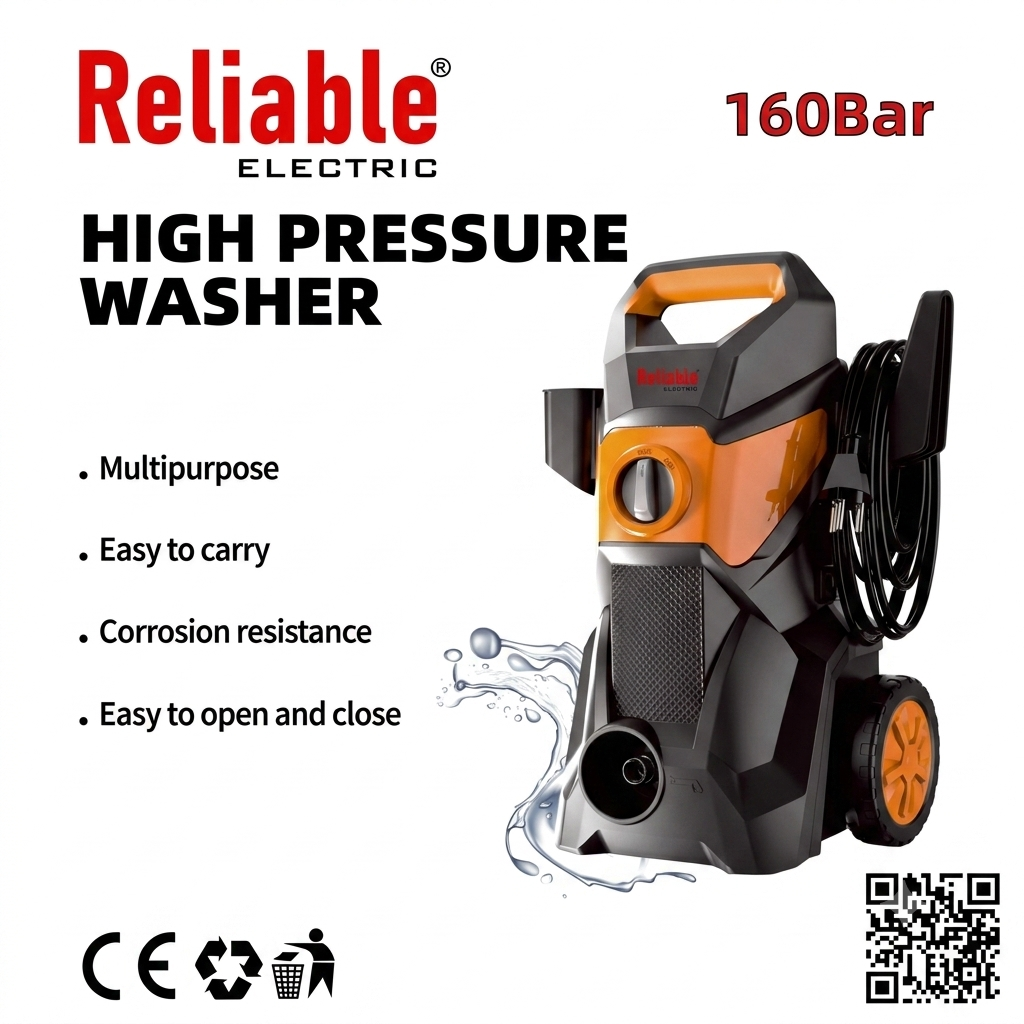 Reliable Electric 160 Bar High Pressure Washer Large – Copper Motor Power Washer with Foam Gun