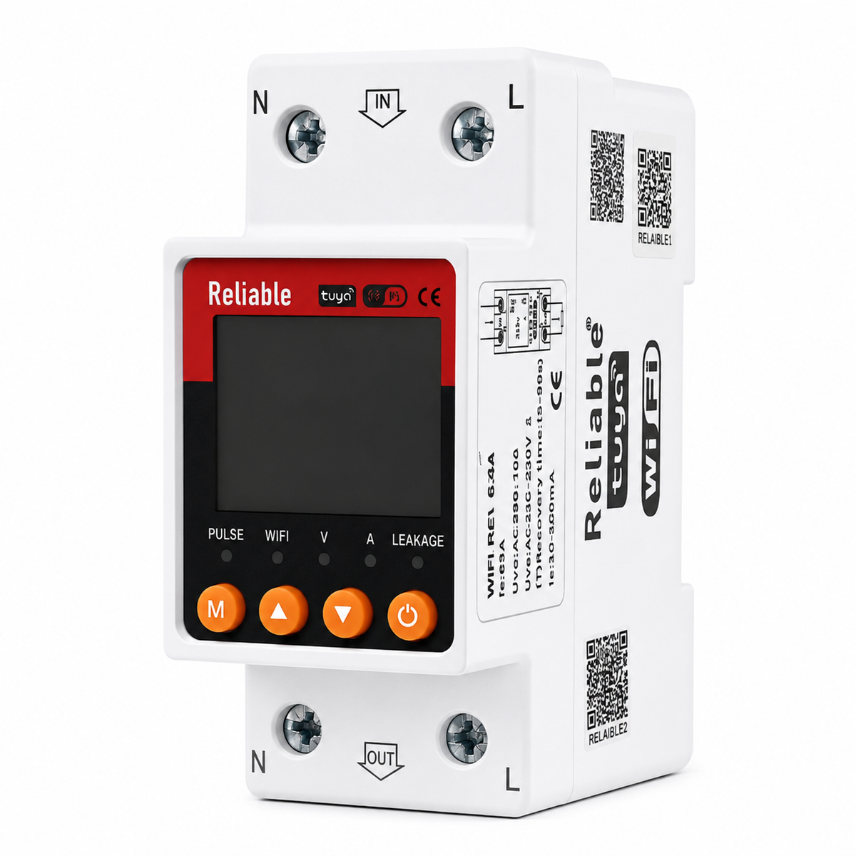 Reliable WiFi 10-in-1 Smart Energy Meter & Voltage Protector 63A 2P