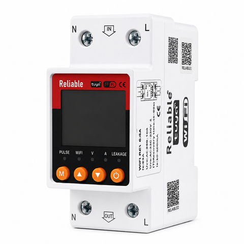 Reliable WiFi 10-in-1 Smart Energy Meter & Voltage Protector 63A 2P