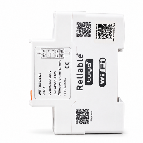Reliable WiFi 10-in-1 Smart Energy Meter & Voltage Protector 63A 2P