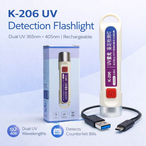 Currency Detector K-206 / JC-205 UV 365nm Banknote Counterfeit Detection Torch | Portable Fake Currency Checker Light