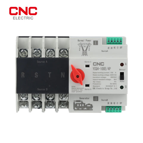 CNC YCQ4-100E  3Phase Din Rail ATS Dual Power Automatic Transfer Switch Electrical Selector Switches Uninterrupted Power 4P 100A