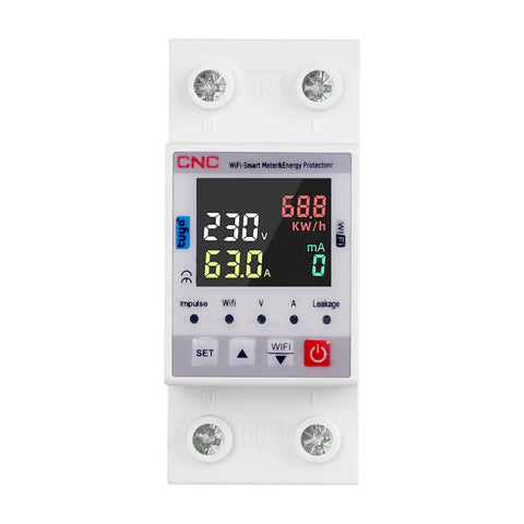 CNC YC7VA-WIFI KWH 63A WIFI Protector With Voltage Current and Leakage protection Mini 10in1