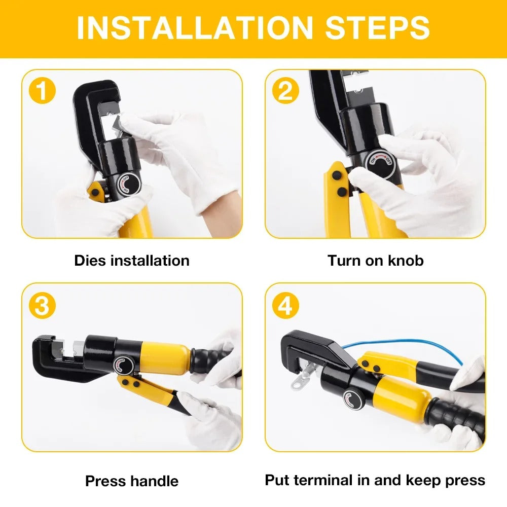 YTH YQK-70 Hydraulic Crimping Tool – 4–70mm² Range | 80kN Force | 8 Hexagonal Dies | Compact Heavy-Duty Crimper