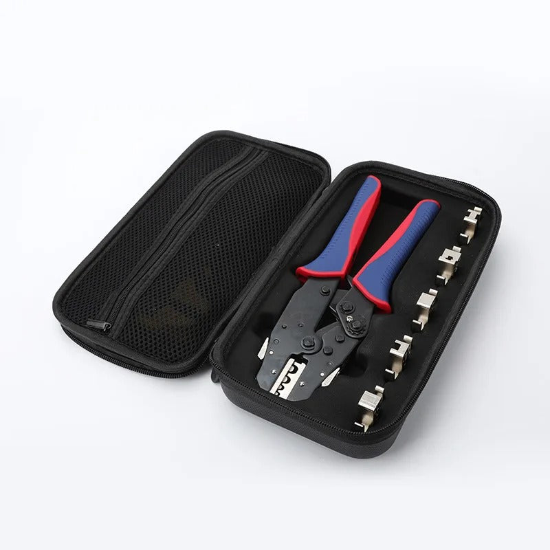 YTH YTH-1128 Crimping and Wire Stripper Set – Quick Change Crimping Tool with 6 Jaws, CLEC-6BOX Dies, Ratchet Tool & Canvas Bag