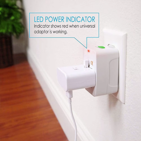 All in One Universal Worldwide Travel Adapter with Lock/Unlock Button