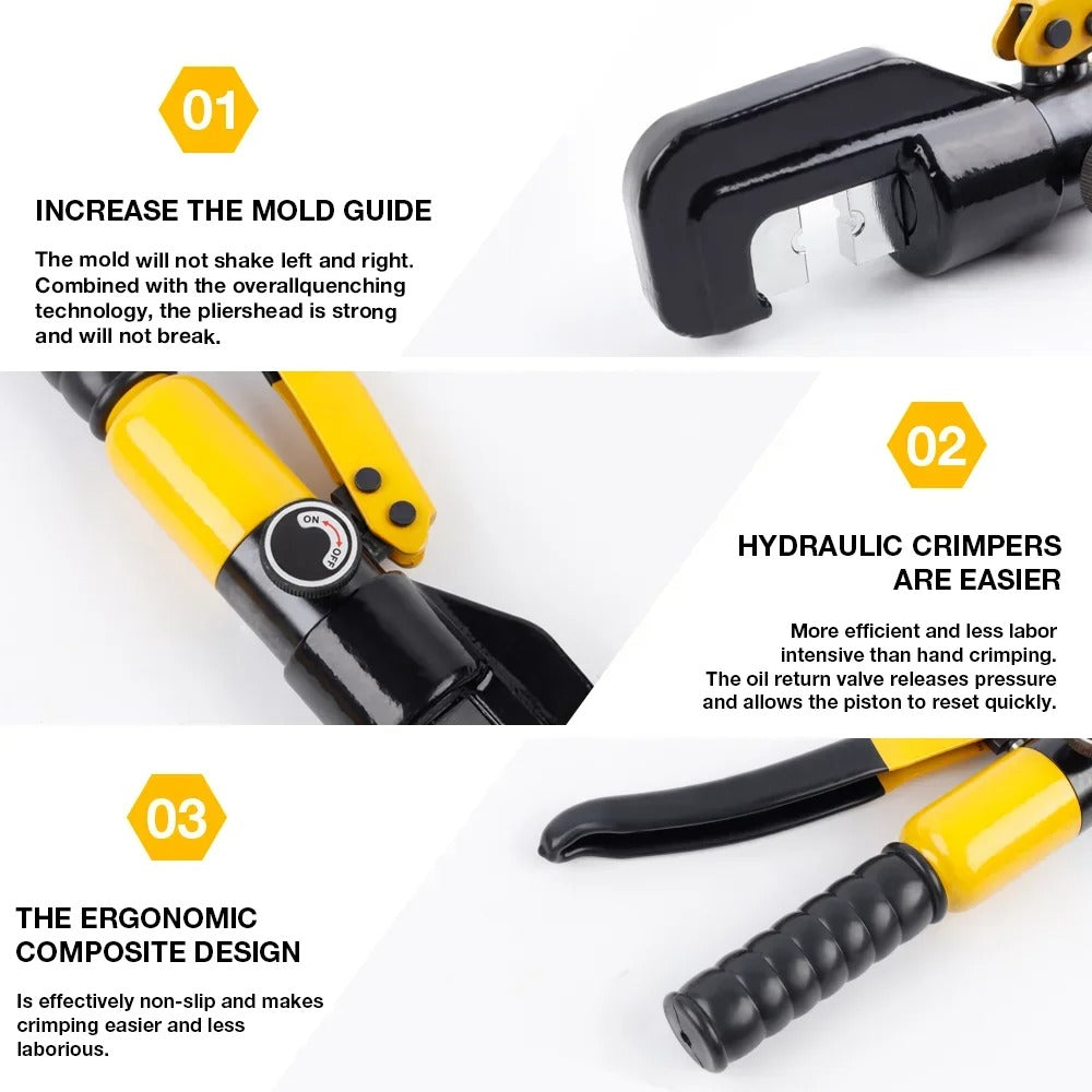 YTH YQK-70 Hydraulic Crimping Tool – 4–70mm² Range | 80kN Force | 8 Hexagonal Dies | Compact Heavy-Duty Crimper
