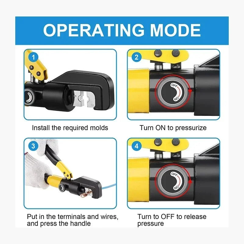 YTH YQK-70 Hydraulic Crimping Tool – 4–70mm² Range | 80kN Force | 8 Hexagonal Dies | Compact Heavy-Duty Crimper