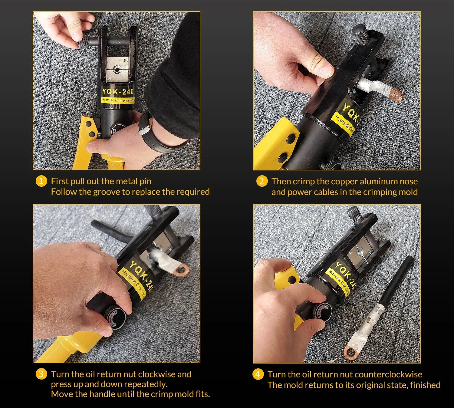 YTH YQK-120 Hydraulic Crimping Tool – 10-120mm² Crimping Range | Heavy-Duty Hydraulic Compression Plier