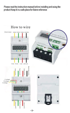 Mora 4Pole Digital Submeter Three Phase energy meter Din rail type