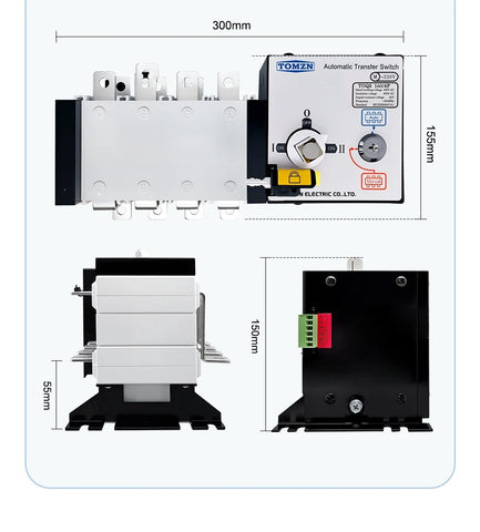 Tomzn TOQ5-160/4P Handle Type 160A 4P AC Three Phase Dual Power Automatic Transfer Switch ATS