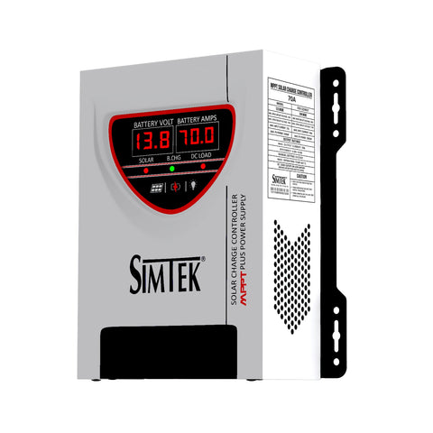Simtek ECO Series – DC King-70A MPPT Solar Charge Controller – 110V Voc, 70A | 12V/24V | Dual Display | Low Battery Load Cutoff | Works with & without Battery