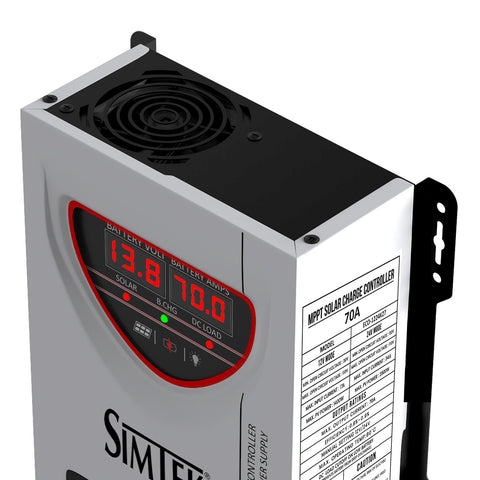 Simtek ECO Series – DC King-70A MPPT Solar Charge Controller – 110V Voc, 70A | 12V/24V | Dual Display | Low Battery Load Cutoff | Works with & without Battery
