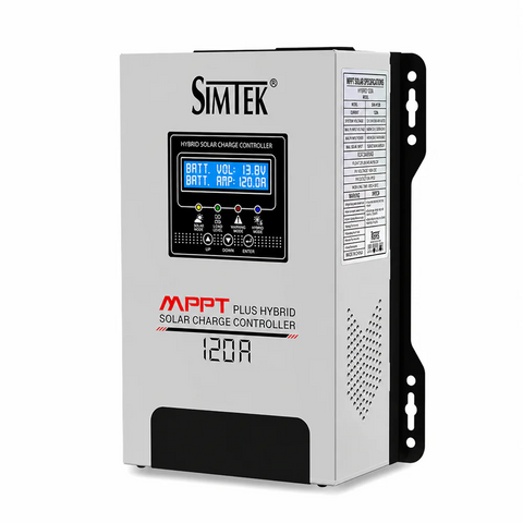 SIMTEK 120A Hybrid MPPT Solar Charge Controller with DC load Auto detection 12V/24V